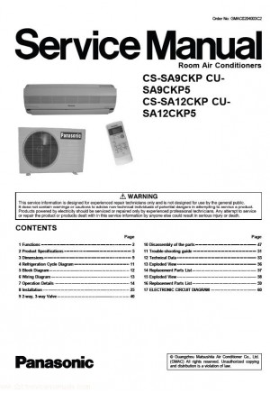 CS-SA9CKP, CS-SA12CKP, CU-SA9CKP5, CU-SA12CKP5